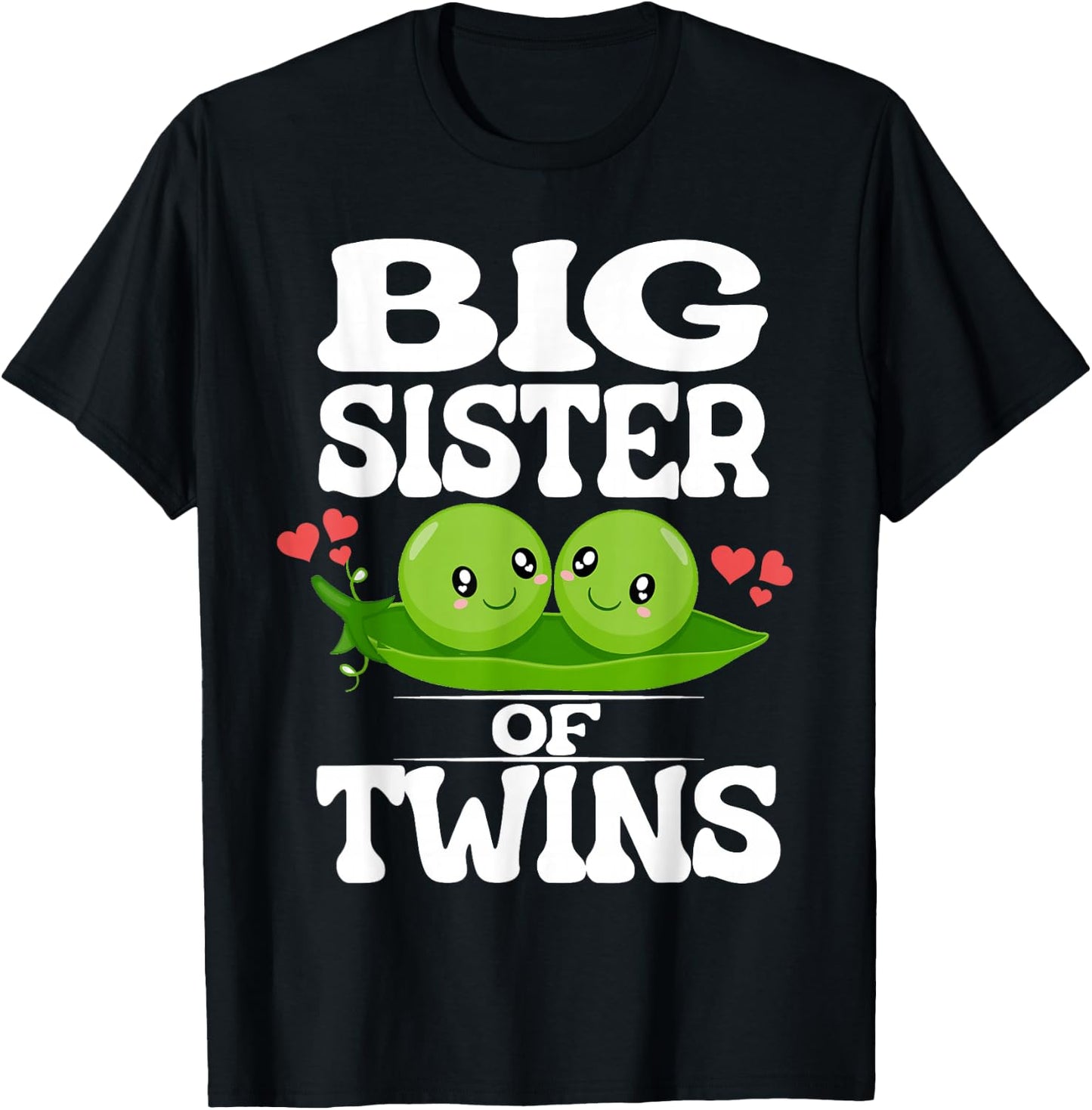 Big Sister Of Twins Cute Peas T-Shirt - T-Shirt | Black