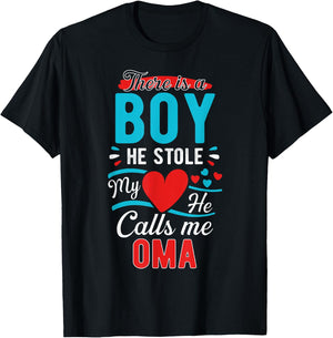 Shirts From A boy He Stole My Heart, He Calls Me Oma T-Shirt - T-Shirt | Black