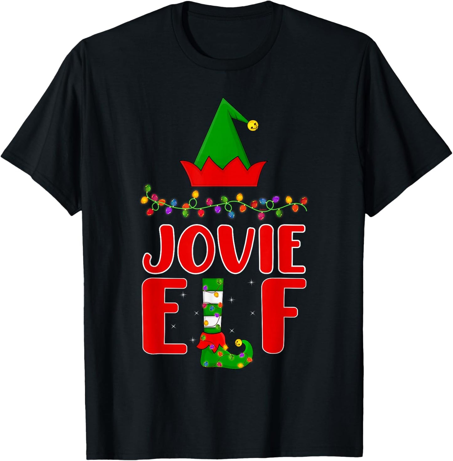 Jovie Elf Matching Family Lighting Christmas T-Shirt - T-Shirt | Black