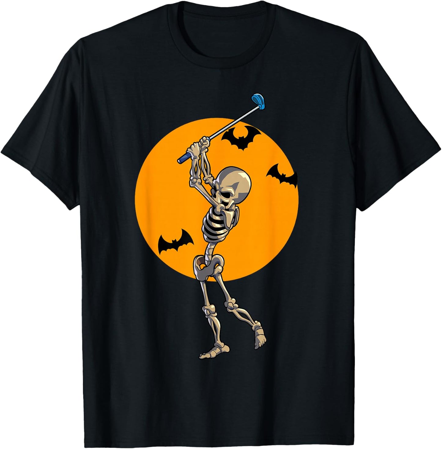Golfing Skeleton Halloween Men Golf Halloween Golfer T-Shirt - T-Shirt | Black