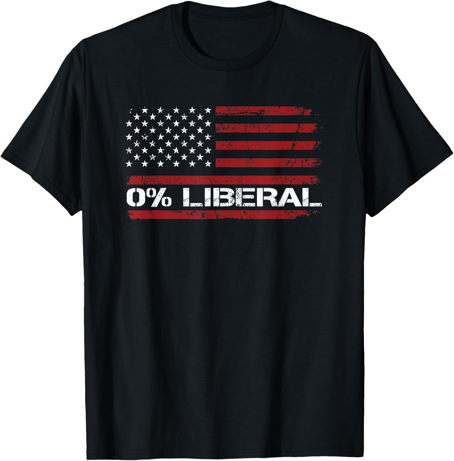 0% Liberal Zero Percent Anti Liberal - Red Republican Flag T-Shirt - T-Shirt | Black
