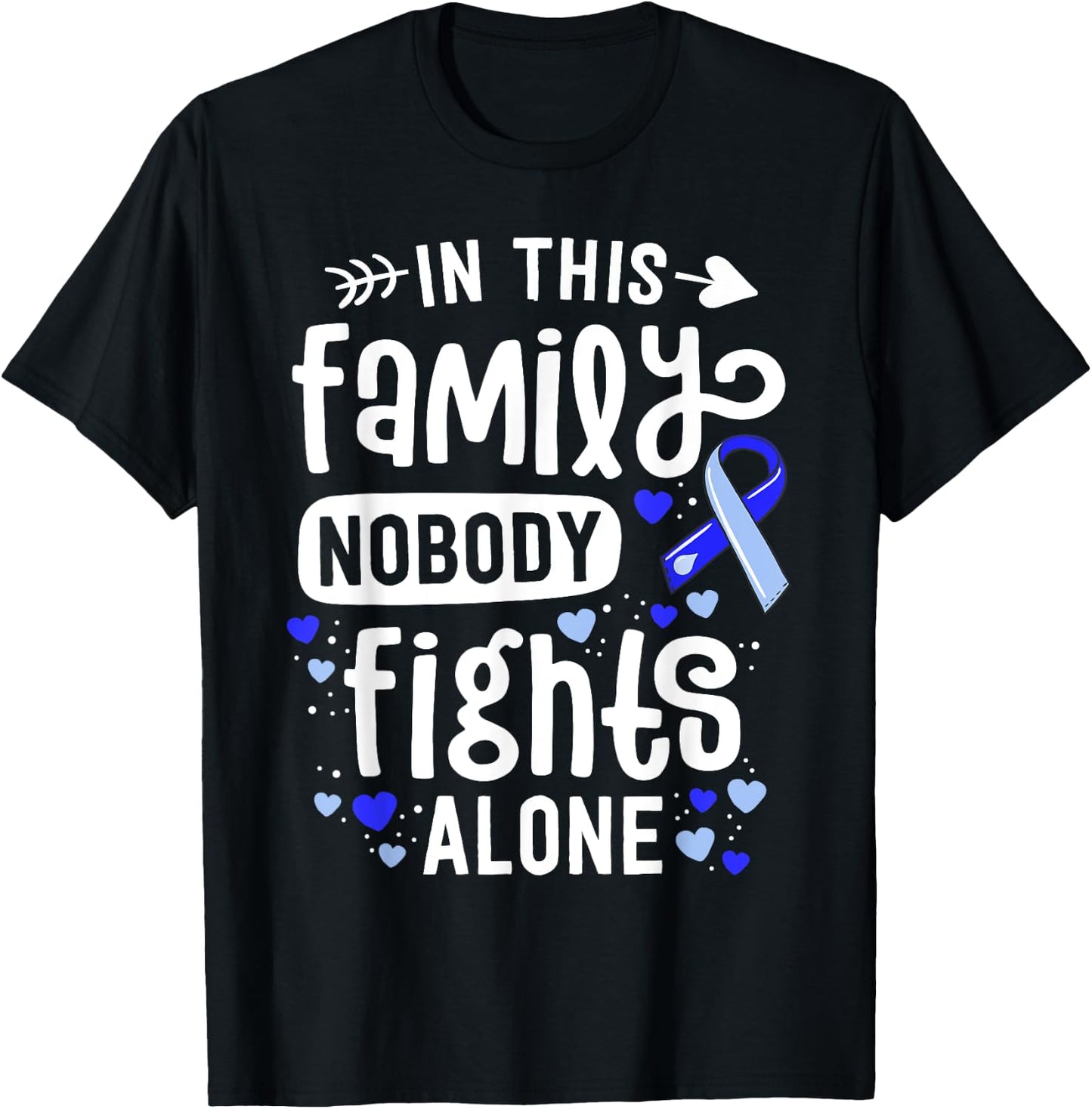 Family Hydrocephalus Awareness Month Brain Blue Ribbon T-Shirt - T-Shirt | Black
