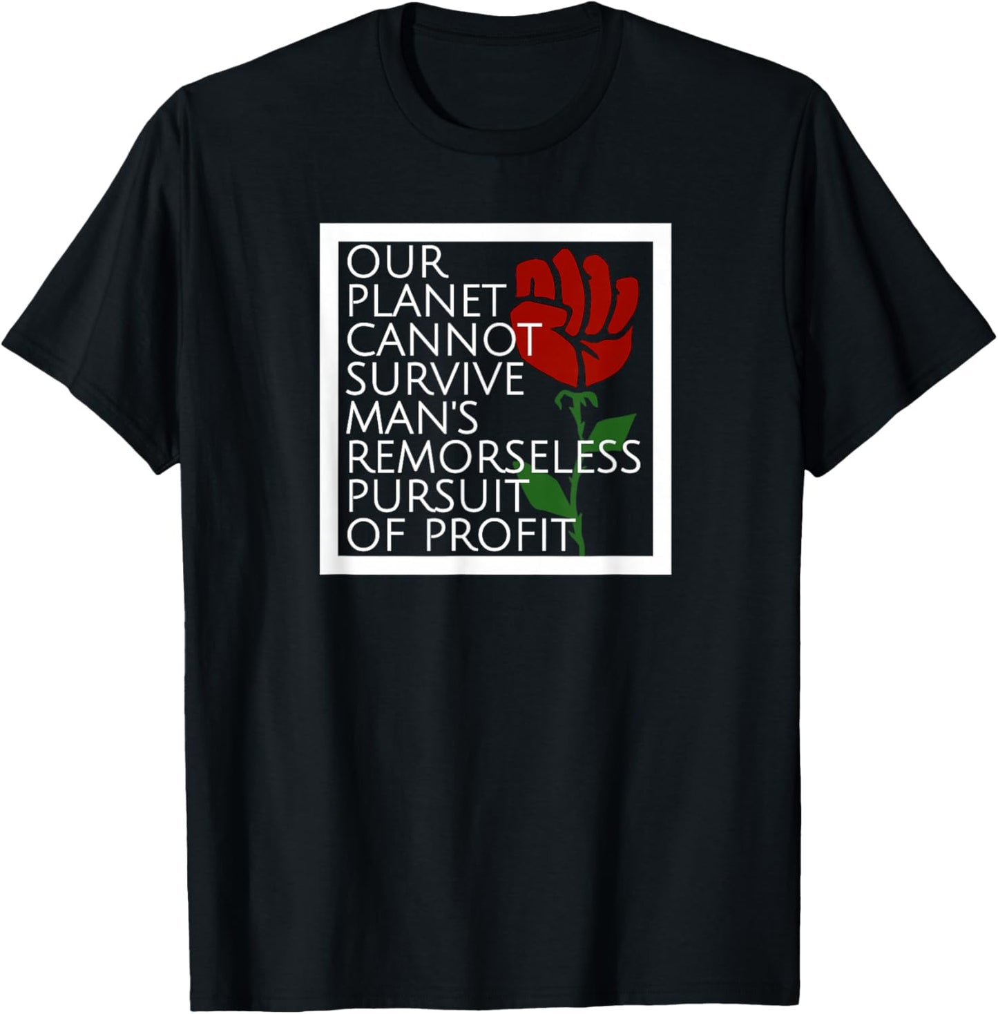 Democratic Socialist Rose Climate Activist Men Women Leftist T-Shirt - T-Shirt | Black