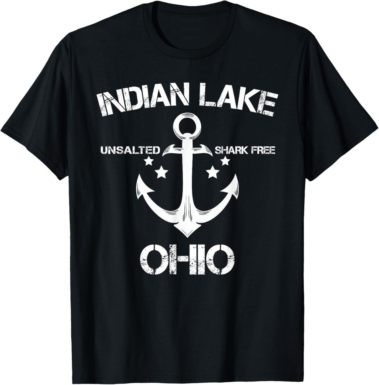INDIAN LAKE OHIO Funny Fishing Camping Summer Gift Men Women Kids T-Shirt - T-Shirt | Black