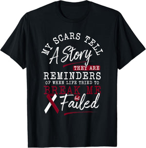 My Scars Tell a Story - Throat Head & Neck Cancer Awareness T-Shirt - T-Shirt | Black