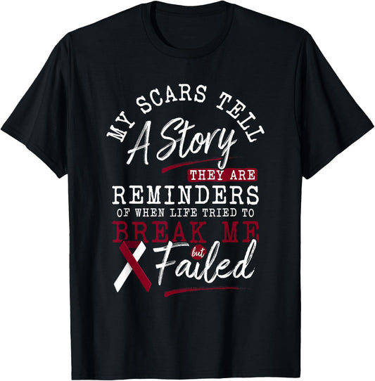My Scars Tell a Story - Throat Head & Neck Cancer Awareness T-Shirt - T-Shirt | Black
