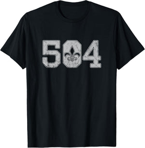 504 Nola New Orleans Mardi Gras Louisiana LA T-Shirt - T-Shirt | Black