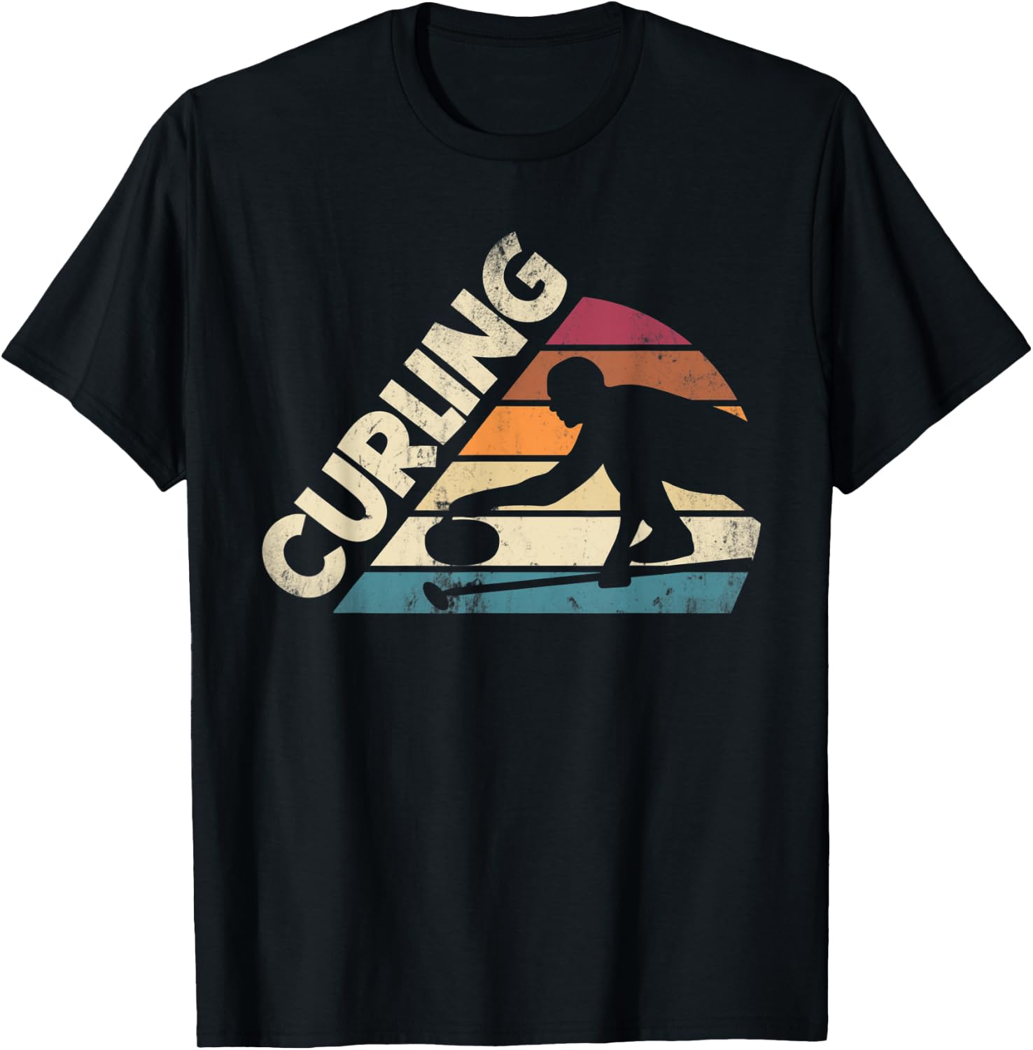 Curling Sport Curler Curling Player Silhouette T-Shirt - T-Shirt | Black