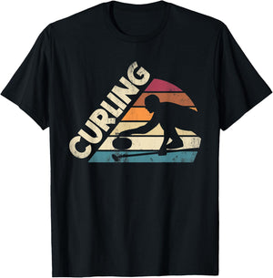 Curling Sport Curler Curling Player Silhouette T-Shirt - T-Shirt | Black
