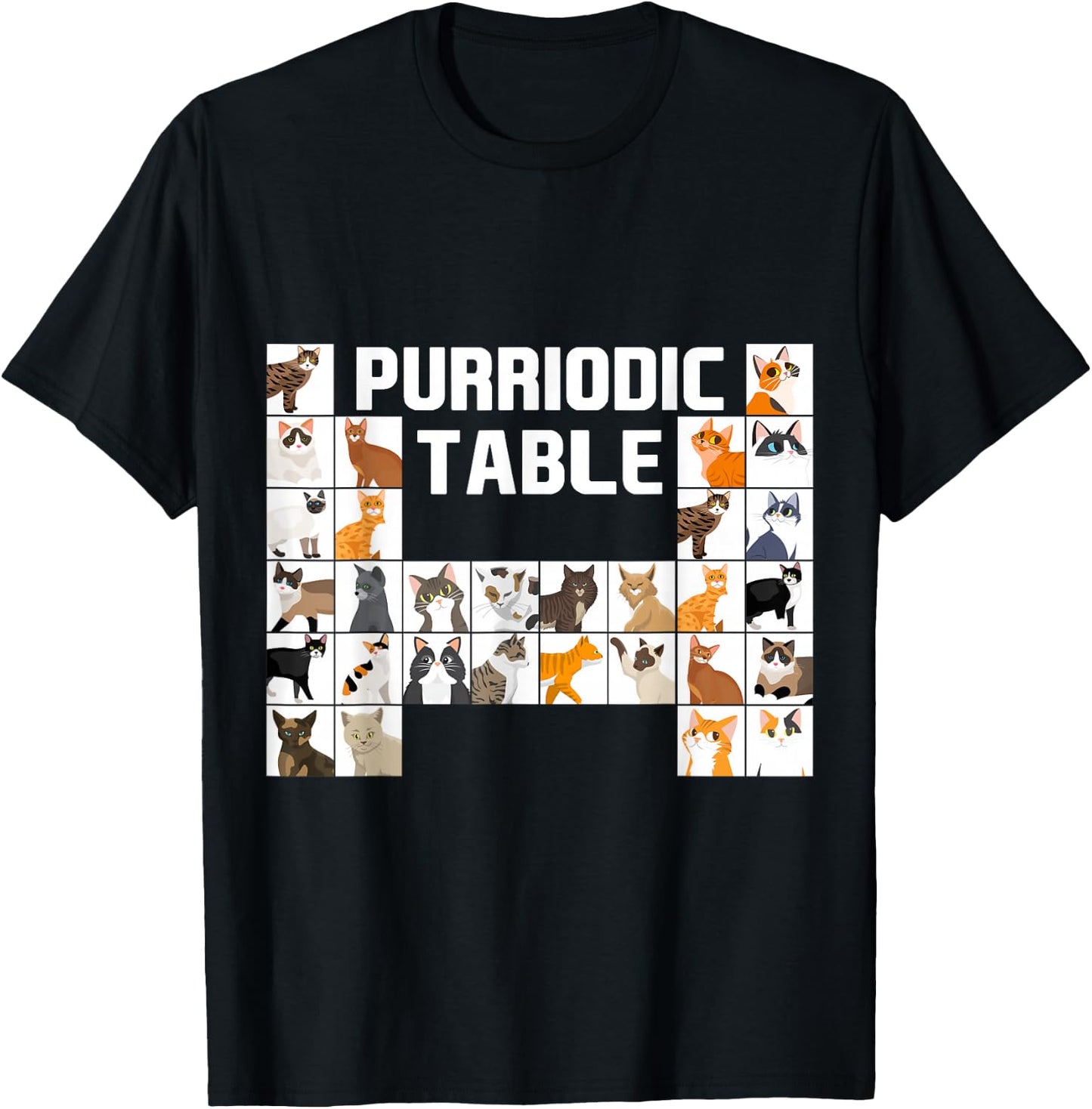 Purriodic Table Cat Science Funny Periodic Table Science T-Shirt - T-Shirt | Black
