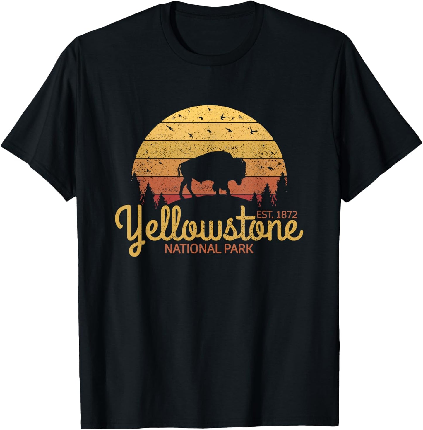 Yellowstone National Park Bison Vintage Yellowstone Park T-Shirt - T-Shirt | Black