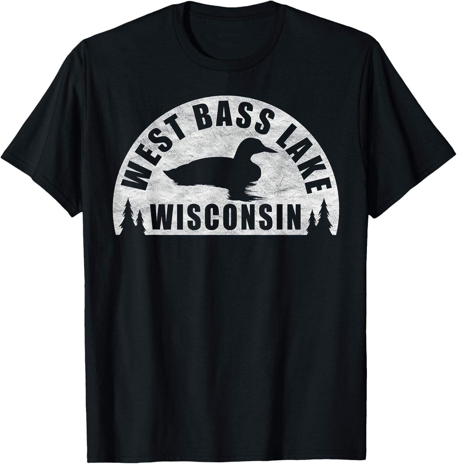 West Bass Lake Northern Wisconsin Loon T-Shirt - T-Shirt | Black