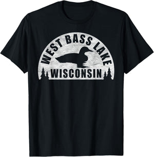 West Bass Lake Northern Wisconsin Loon T-Shirt - T-Shirt | Black