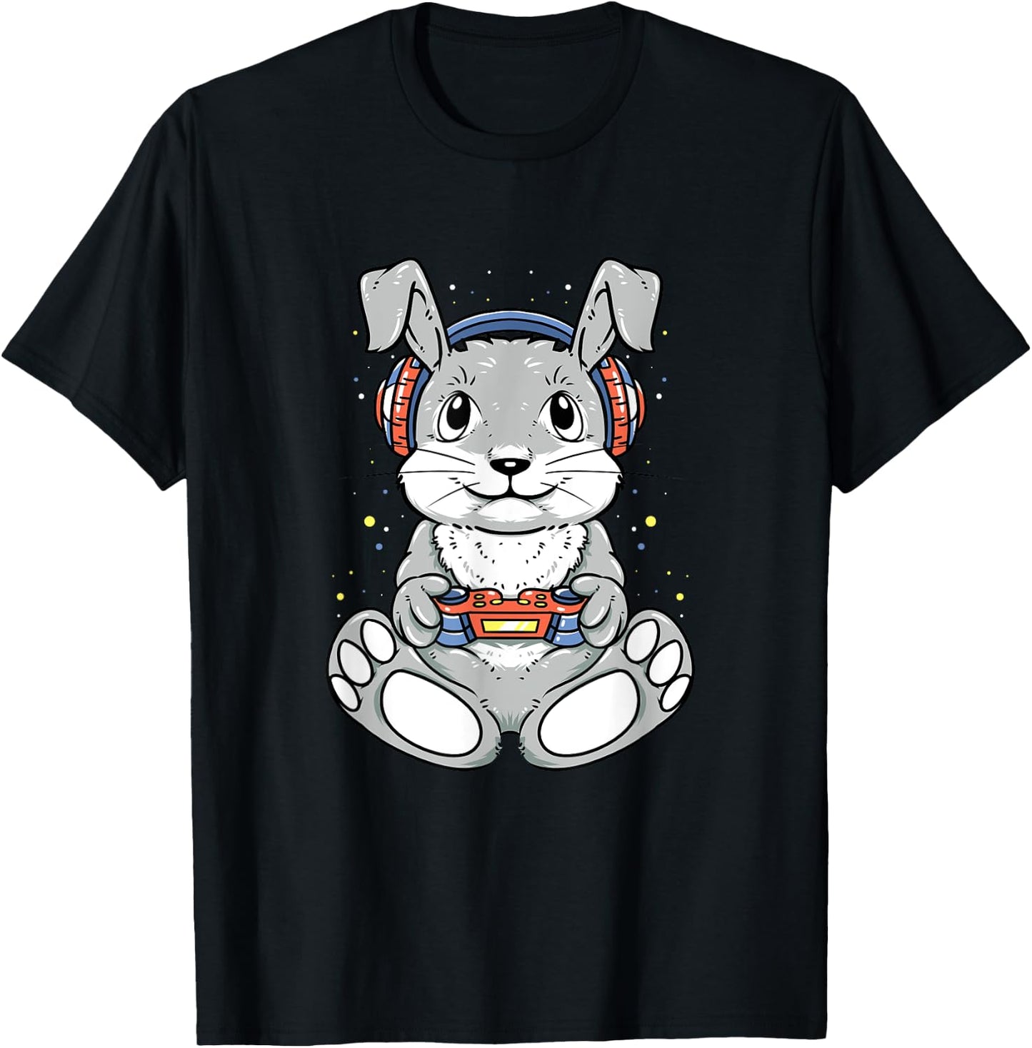 Happy Easter Day Bunny Funny Boys Girls Kids Gamer T-Shirt - T-Shirt | Black