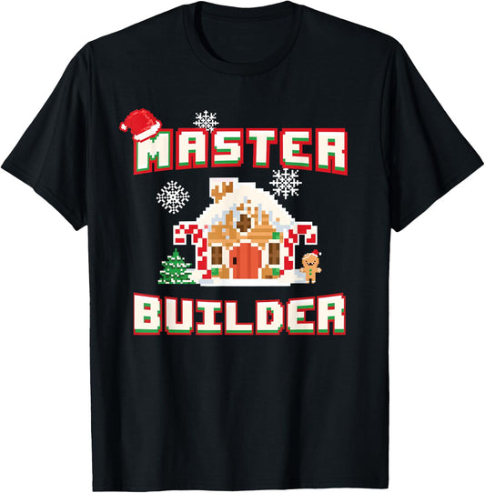 Master Builder Gingerbread House Construction Decorating T-Shirt - T-Shirt | Black