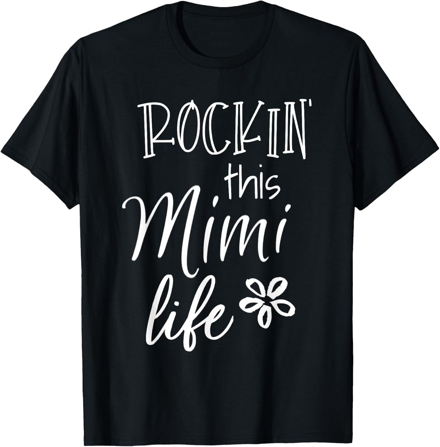 Rockin This Life Cute Mimi Graphic Gift from Grandkids T-Shirt - T-Shirt | Black