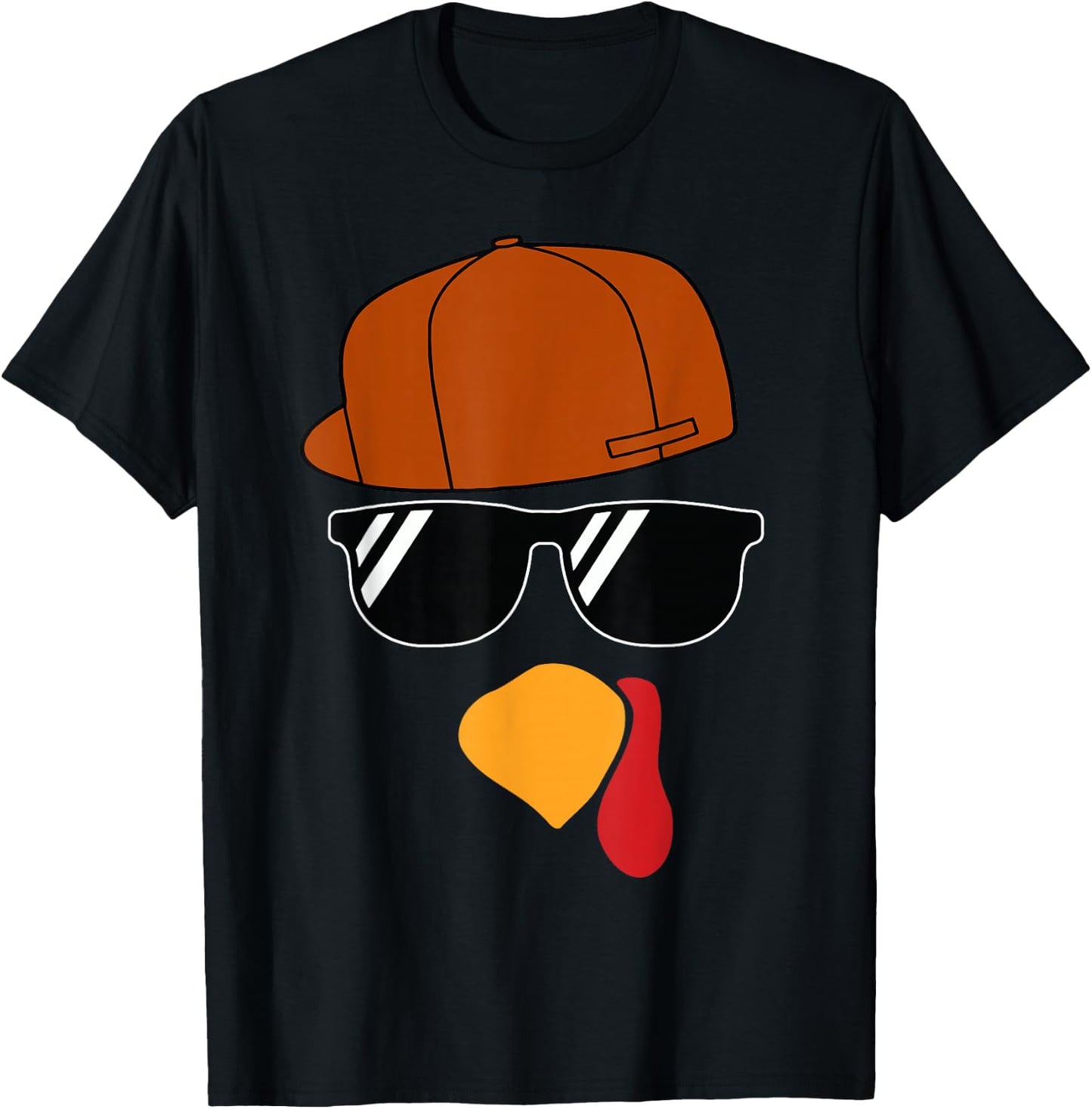 Boys Turkey Face Thanksgiving Trucker Hat Glasses Kids T-Shirt - T-Shirt | Black