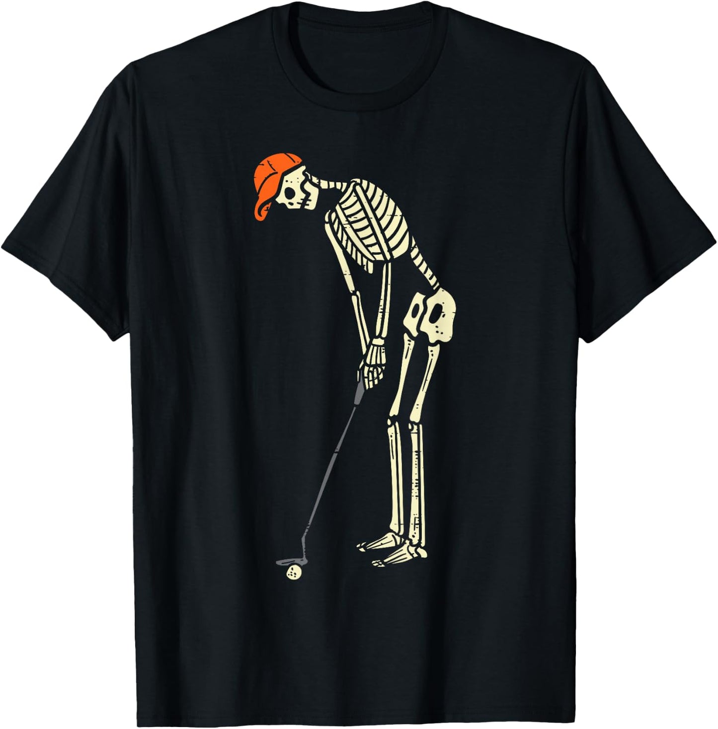 Skeleton Golf Funny Halloween Golfing Sports Golfer Men T-Shirt - T-Shirt | Black