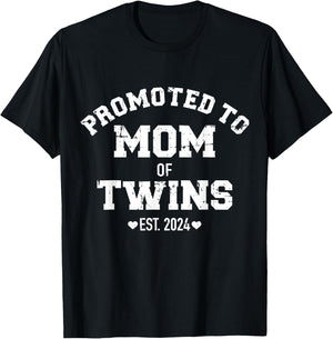 Promoted to mom of twins 2024 T-Shirt - T-Shirt | Black