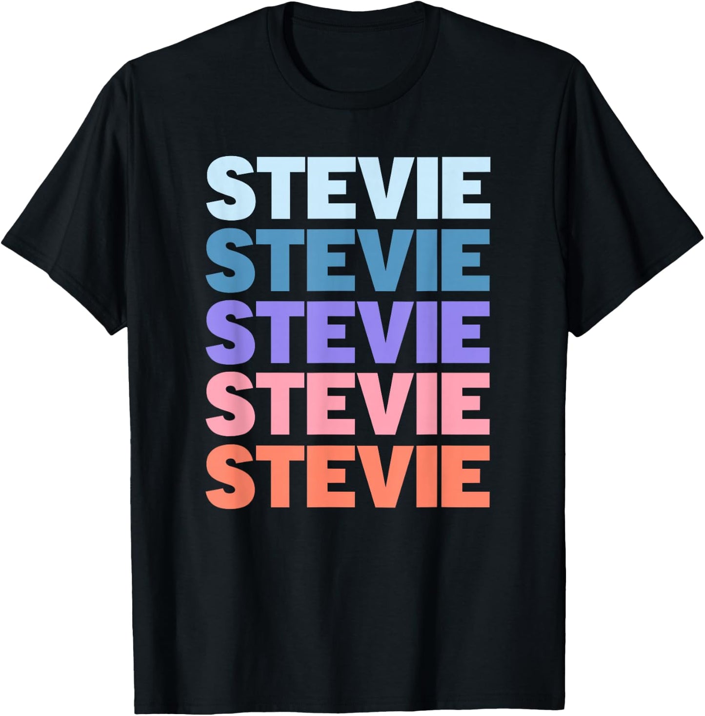 Funny Modern Repeated Text Design Stevie T-Shirt - T-Shirt | Black