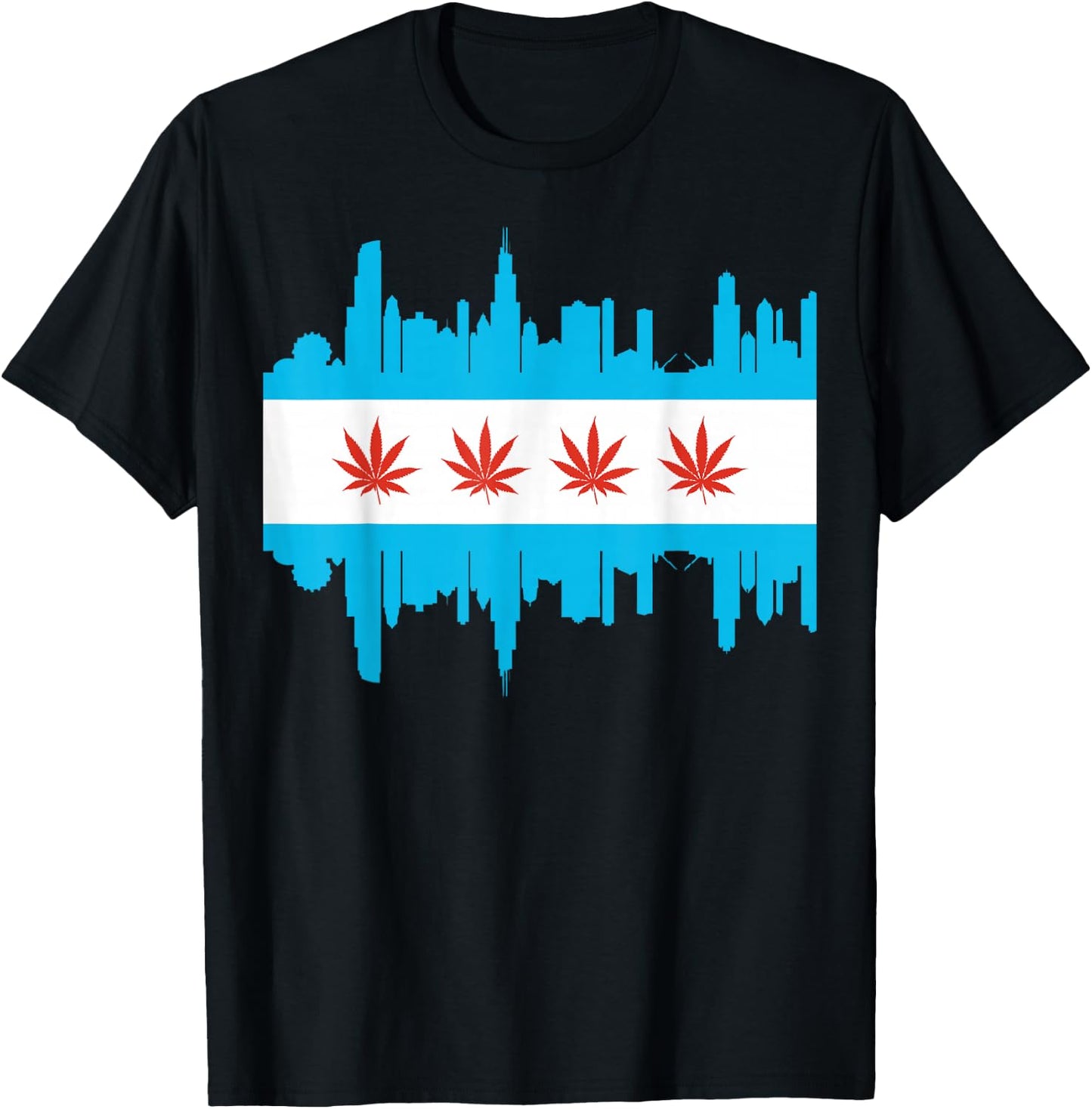 Chicago Marijuana Legalization of Weed in Illinois Flag Gift T-Shirt - T-Shirt | Black