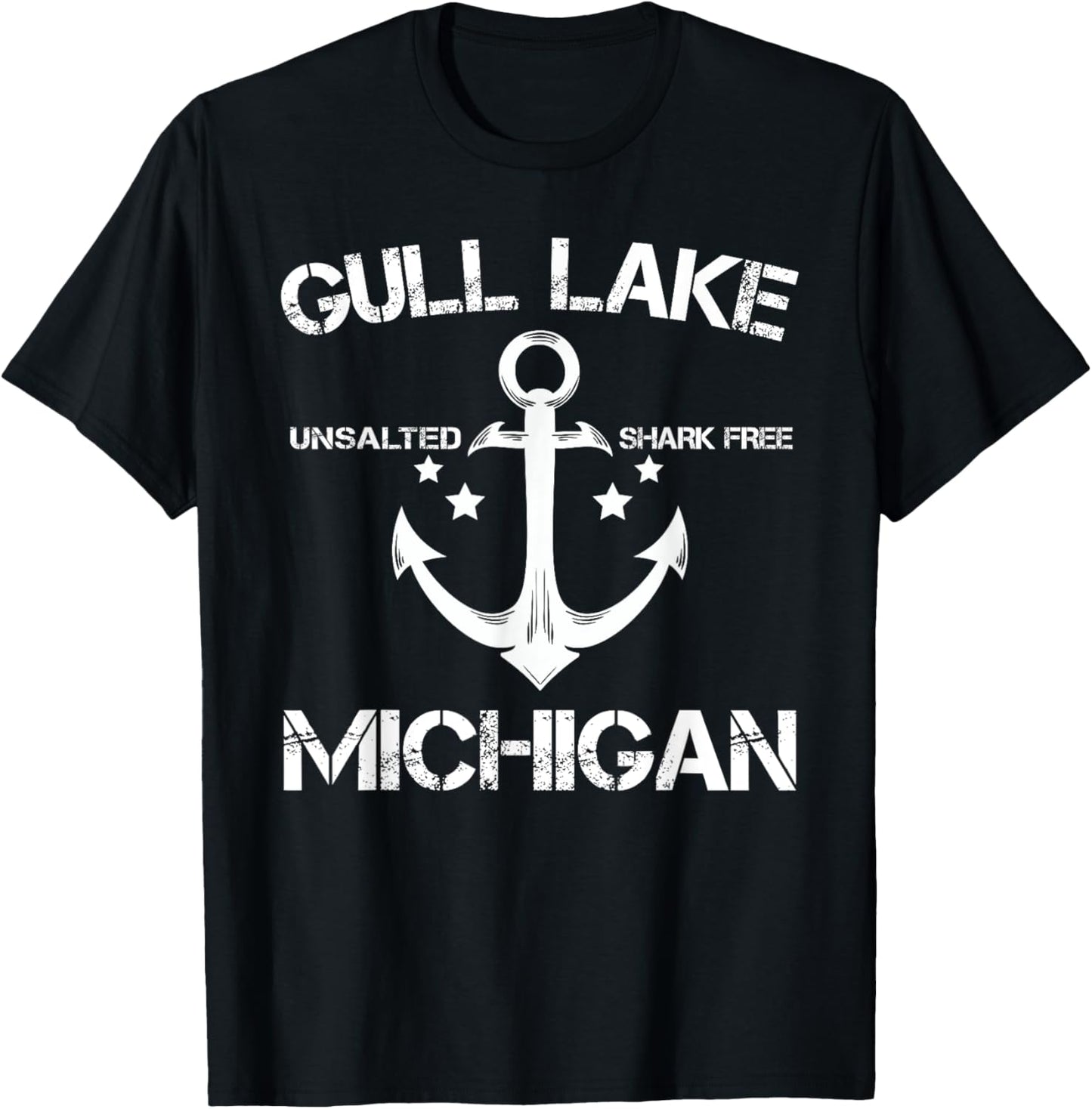 GULL LAKE MICHIGAN Funny Fishing Camping Summer Gift T-Shirt - T-Shirt | Black