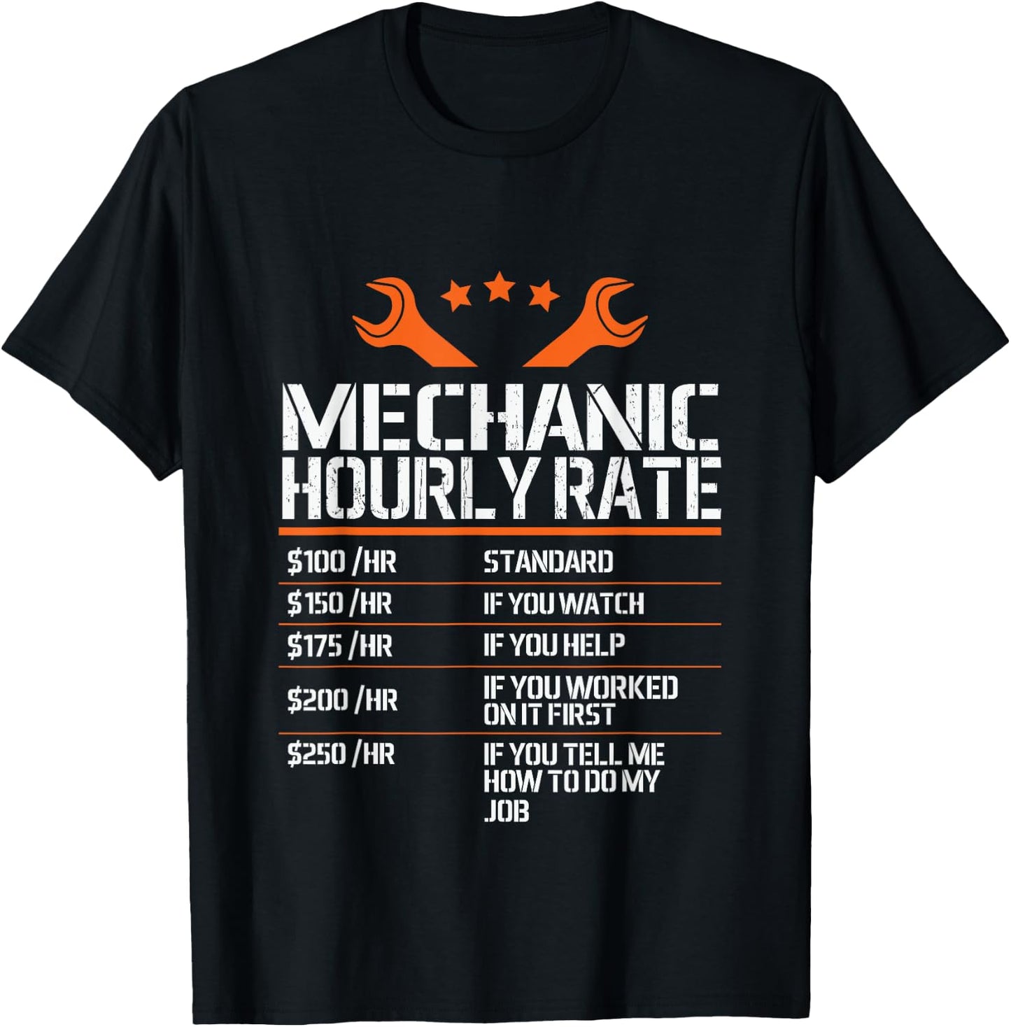 Mechanic Hourly Rate - Mechanic Labor Rates Funny Handyman T-Shirt - T-Shirt | Black