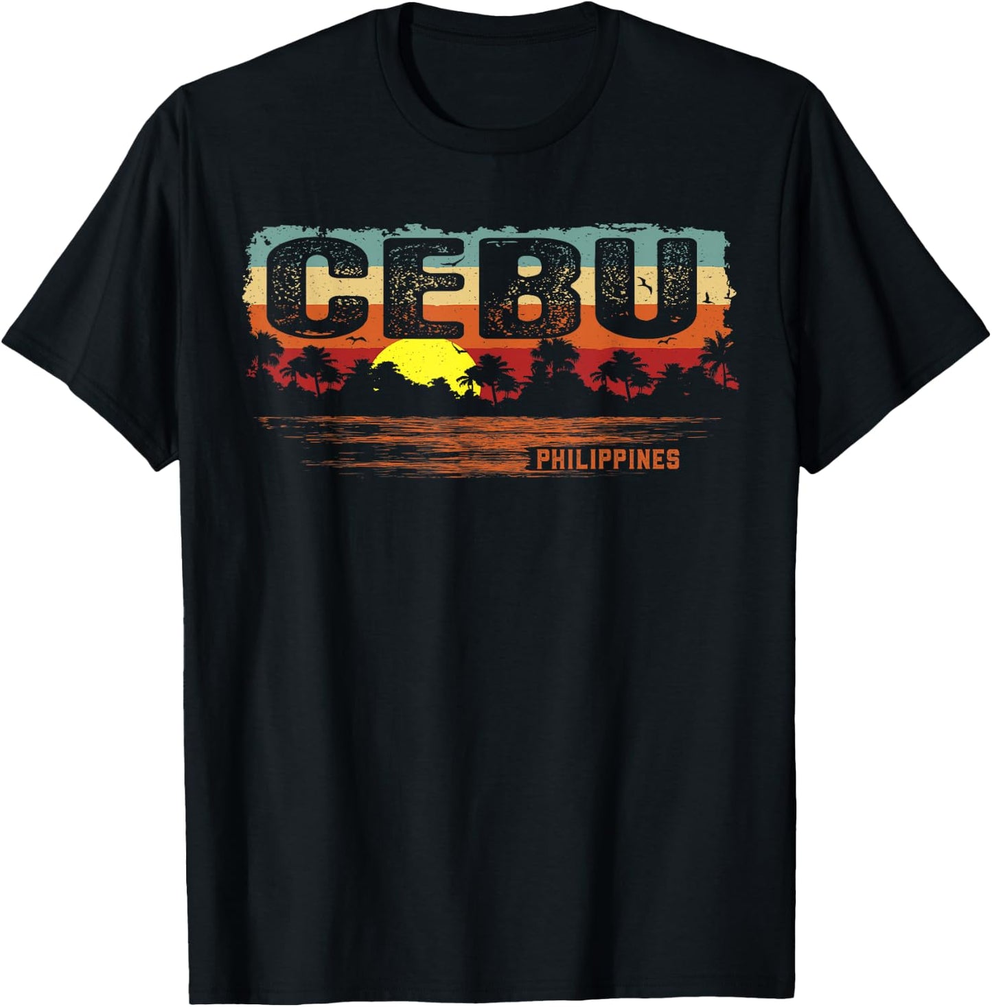 Vintage Sunset Philippines - Cebu T-Shirt - T-Shirt | Black