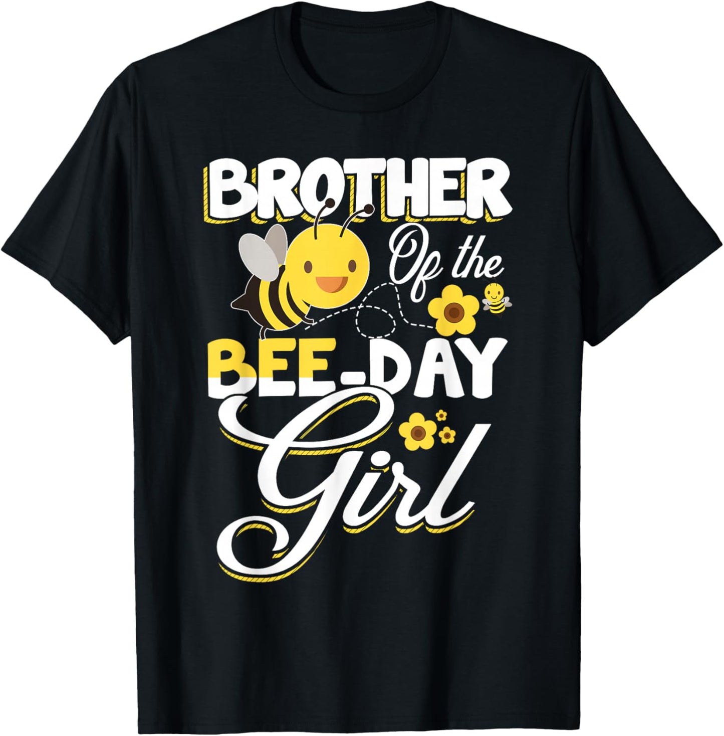Brother of The Bee Day Girl Bee Birthday Party Theme T-Shirt - T-Shirt | Black