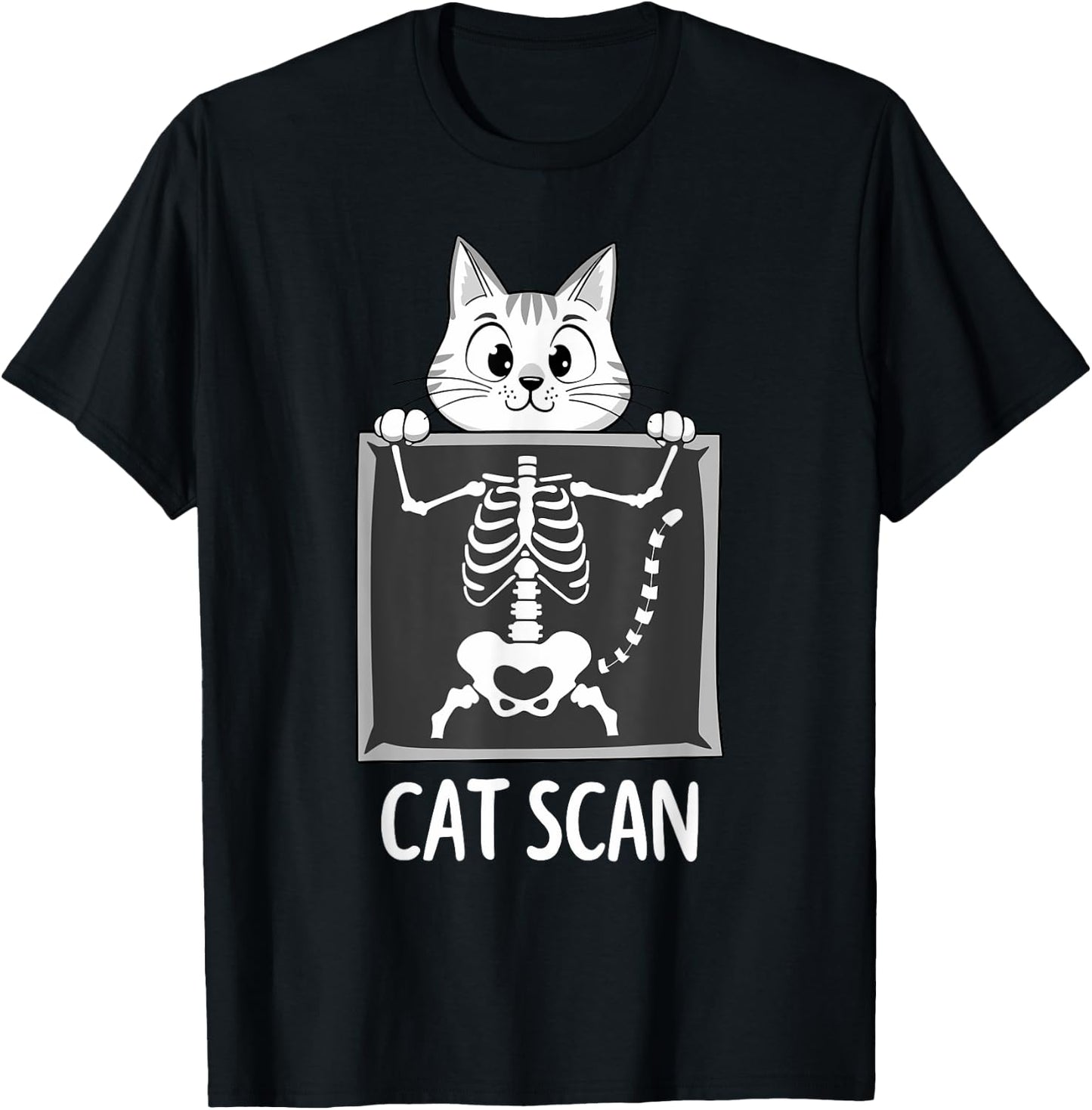 Cat Scan Funny Science Meme X-Ray Cats Joke Radiologist Men Women T-Shirt - T-Shirt | Black