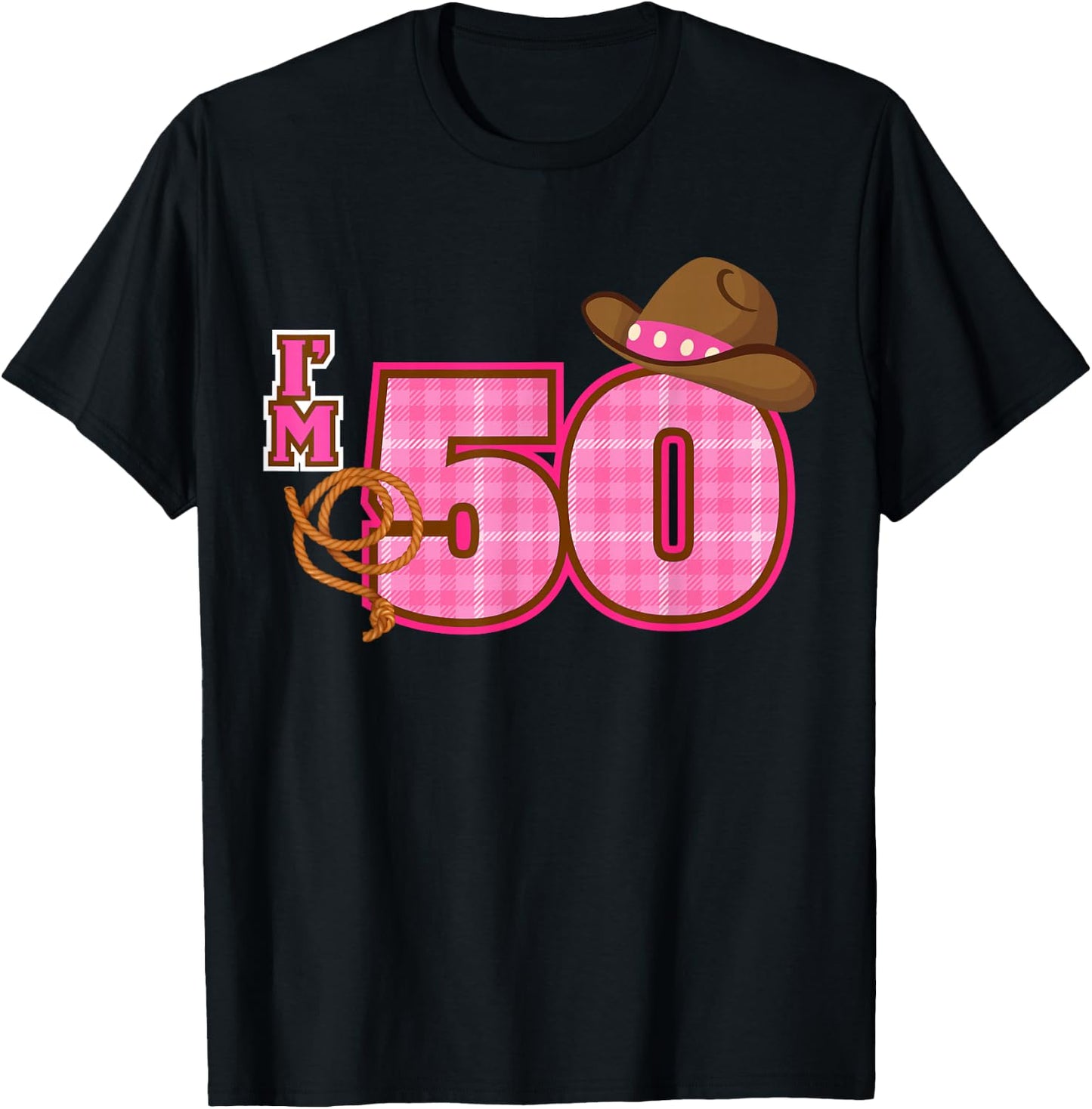 Cowgirl Hat 50th Birthday Cowboy Framer Theme 50 Year Old T-Shirt - T-Shirt | Black