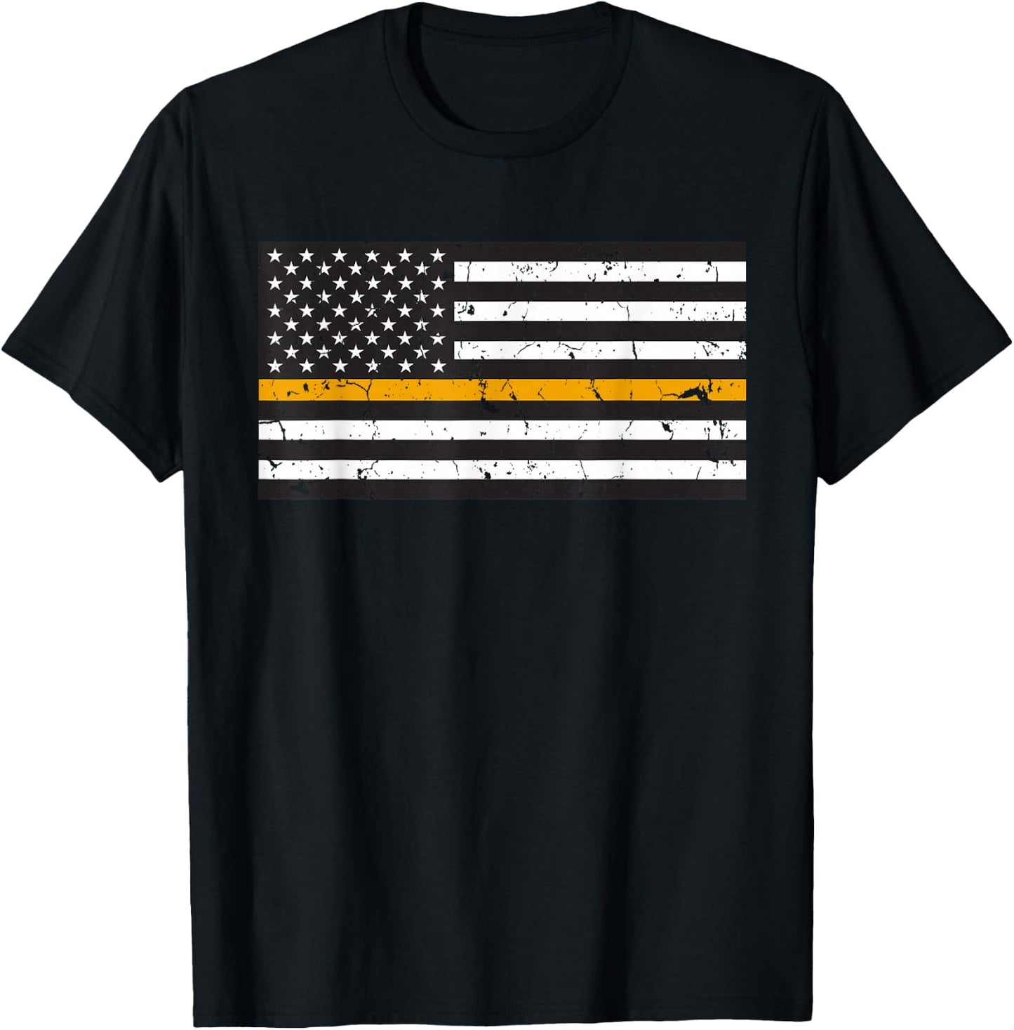American Flag With Orange Stripe Search And Rescue SAR T-Shirt - T-Shirt | Black