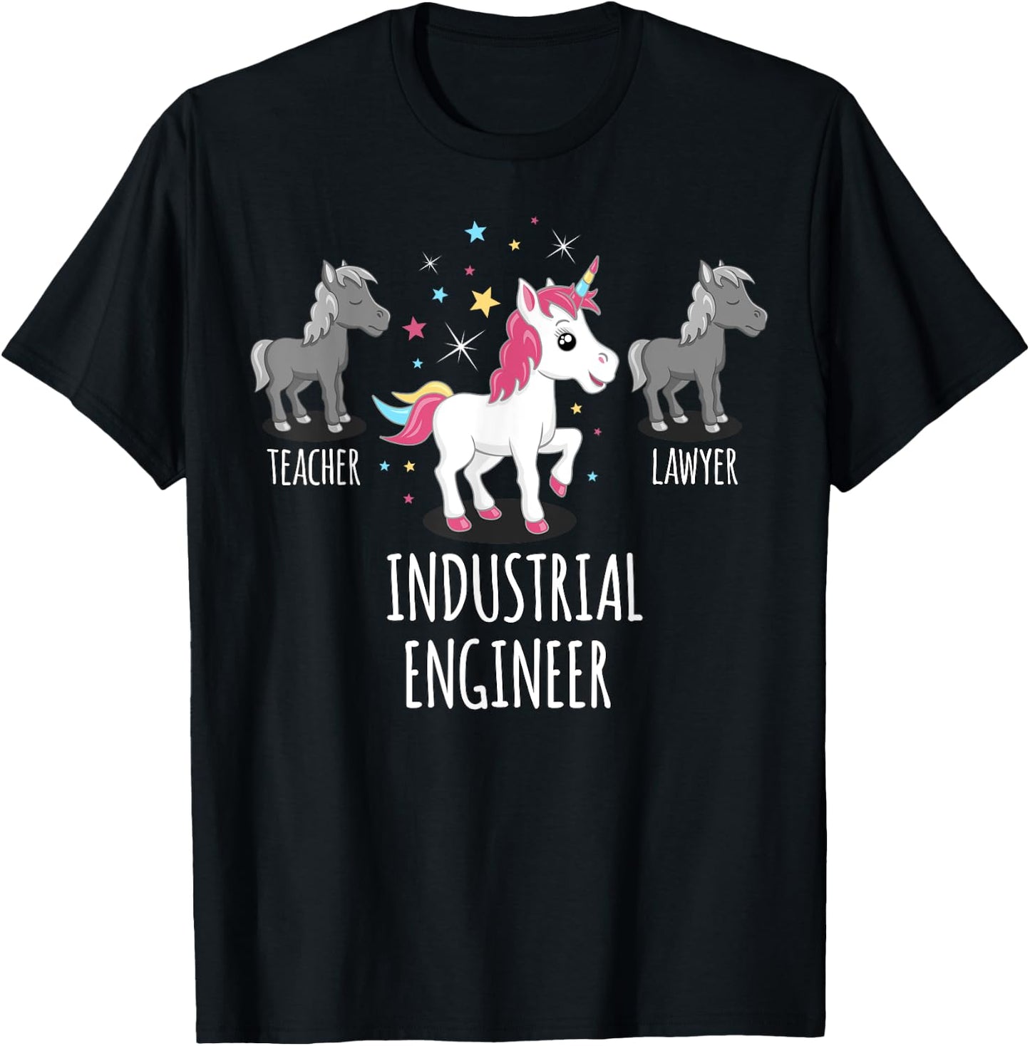 Industrial Engineer Gift Unicorn Profession Gag Shirt T-Shirt - T-Shirt | Black