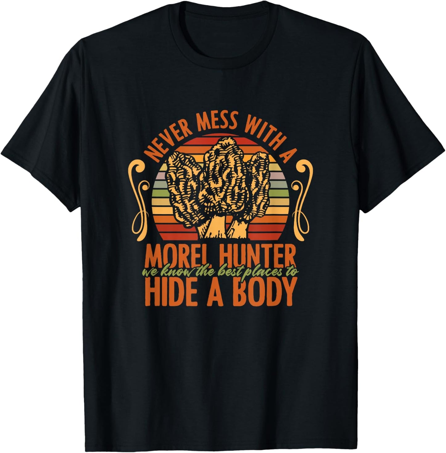 Morel Hunter Mushroom Foraging Mycology Morel T-Shirt - T-Shirt | Black