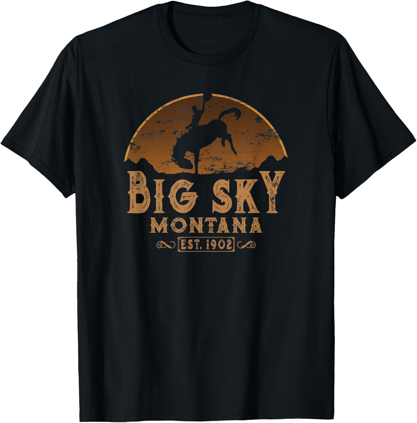 Big Sky Montana MT Wild West Rodeo Cowboy T-Shirt - T-Shirt | Black