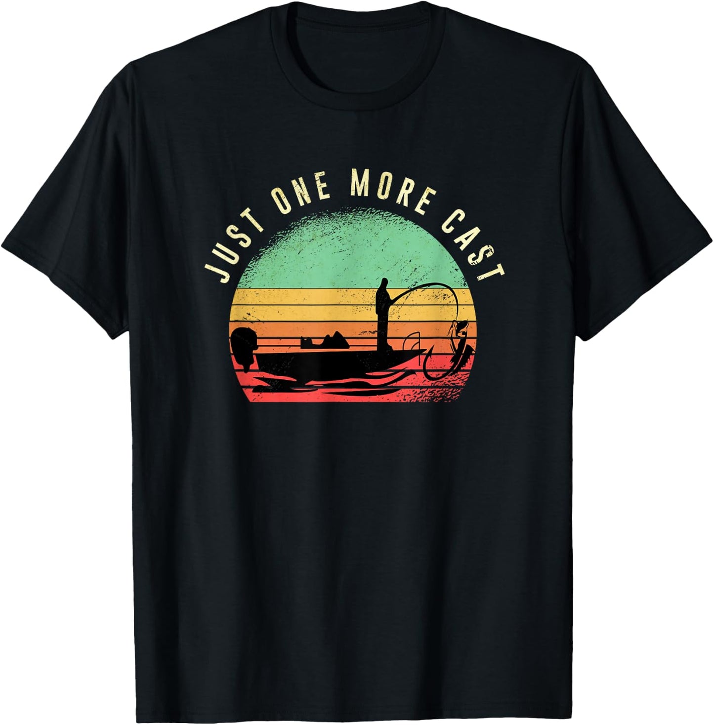 Just One More Cast Sunset Funny Fishing Addicts Hobby T-Shirt - T-Shirt | Black