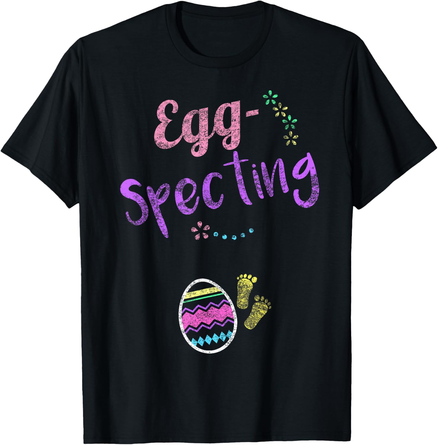 Cute Eggspecting Shirt Easter Pregnancy Announcement Shirt T-Shirt - T-Shirt | Black