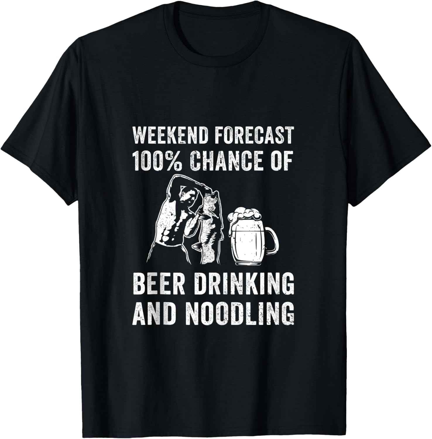 Handfishing Catfish Noodling Beer Hand Fishing Redneck Fish T-Shirt - T-Shirt | Black