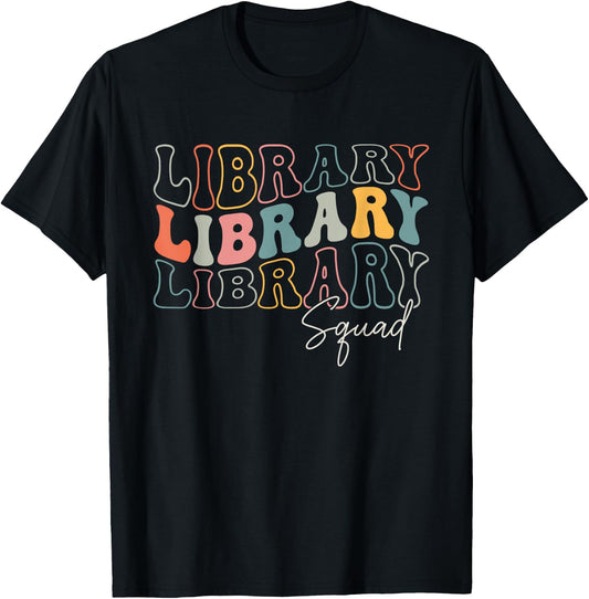 Library Squad Librarian Bookworm Groovy Design Men T-Shirt - T-Shirt | Black