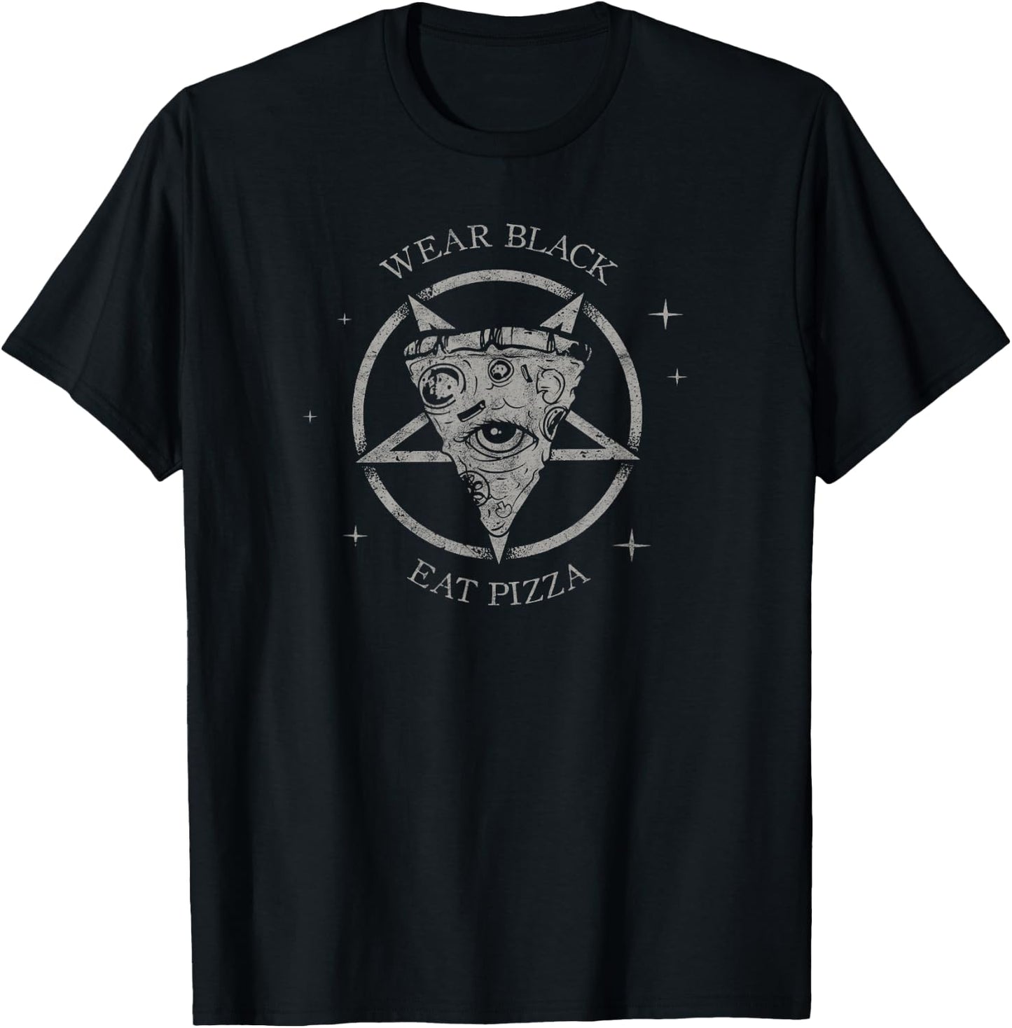 Occult Wear Black Eat Pizza Unholy Satan Pentagram Shirt 666 T-Shirt - T-Shirt | Black
