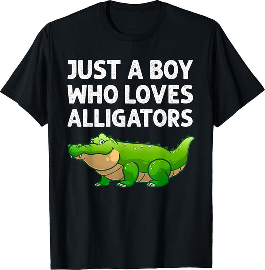 Funny Alligator Design Boys Kids Men Reptile Gator Lovers T-Shirt - T-Shirt | Black
