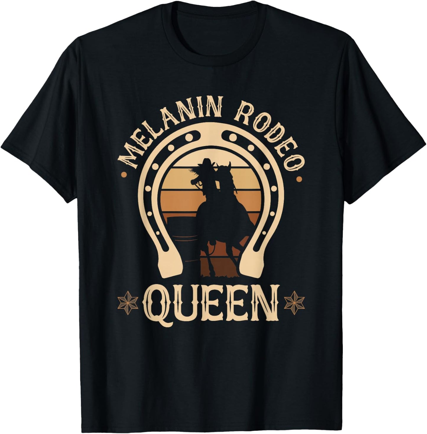 Barrel Racing Melanin Rodeo Queen African American Cowgirl T-Shirt - T-Shirt | Black
