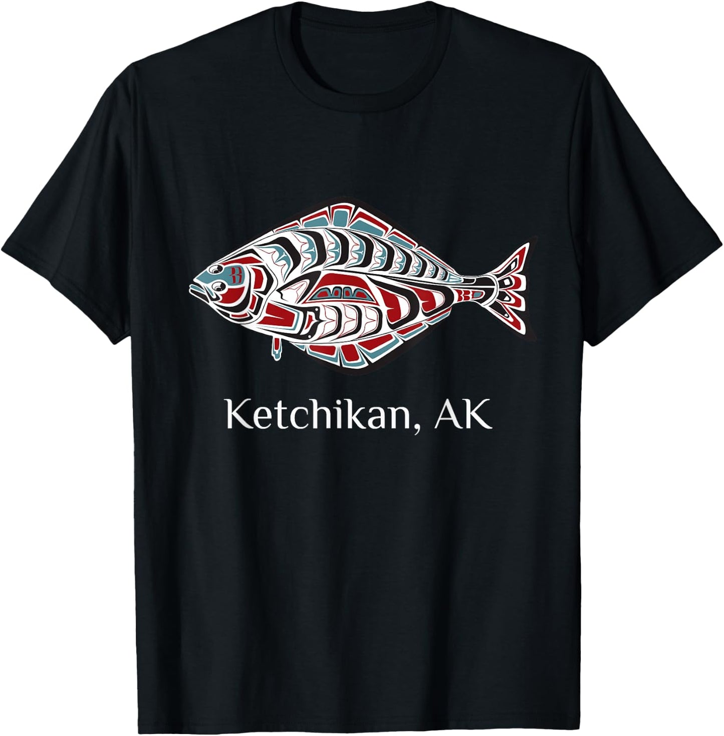 Ketchikan, Alaska Halibut Native American Fishers T-Shirt - T-Shirt | Black