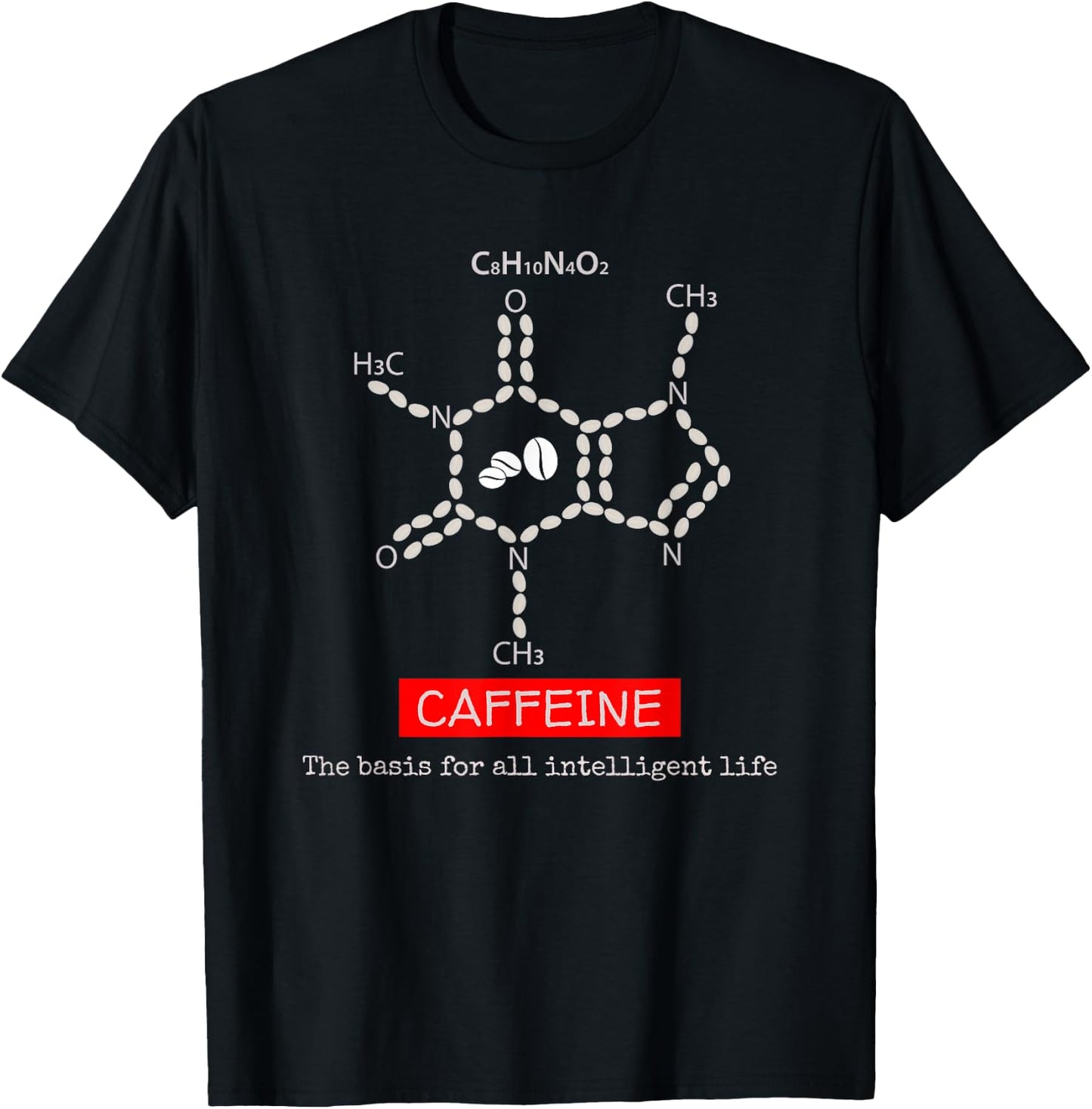 Caffeine Molecule Shirt: Caffeine Molecule Coffee T Shirt T-Shirt - T-Shirt | Black