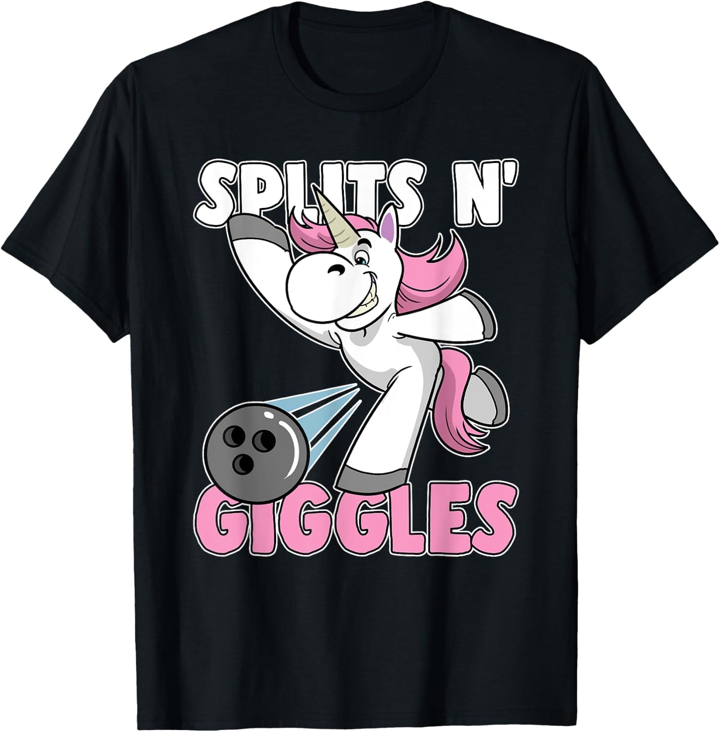 Splits n' Giggles Unicorn Bowling Bowler T-Shirt - T-Shirt | Black