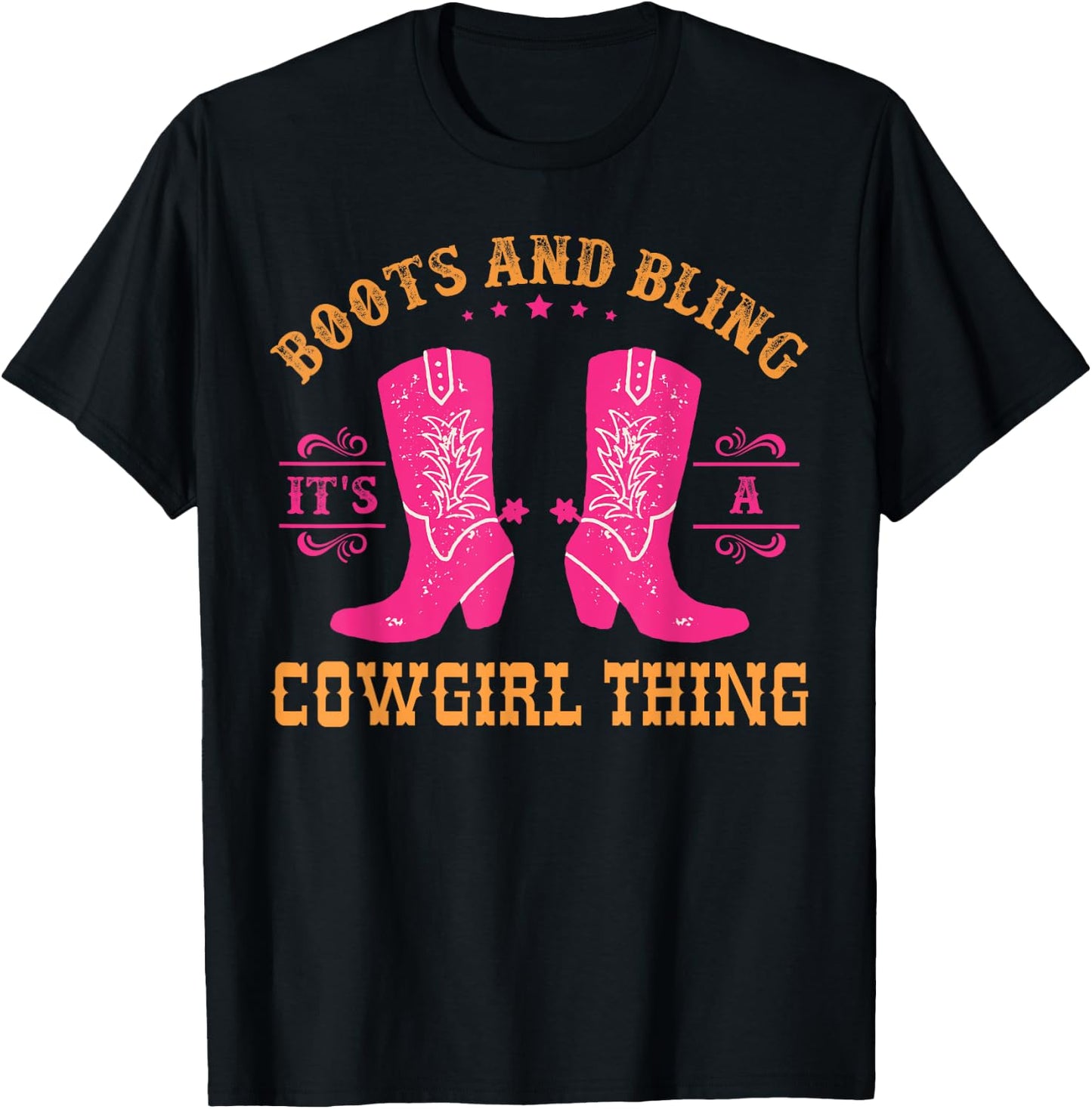 boots & bling it's a cowgirl thing Western women T-Shirt - T-Shirt | Black