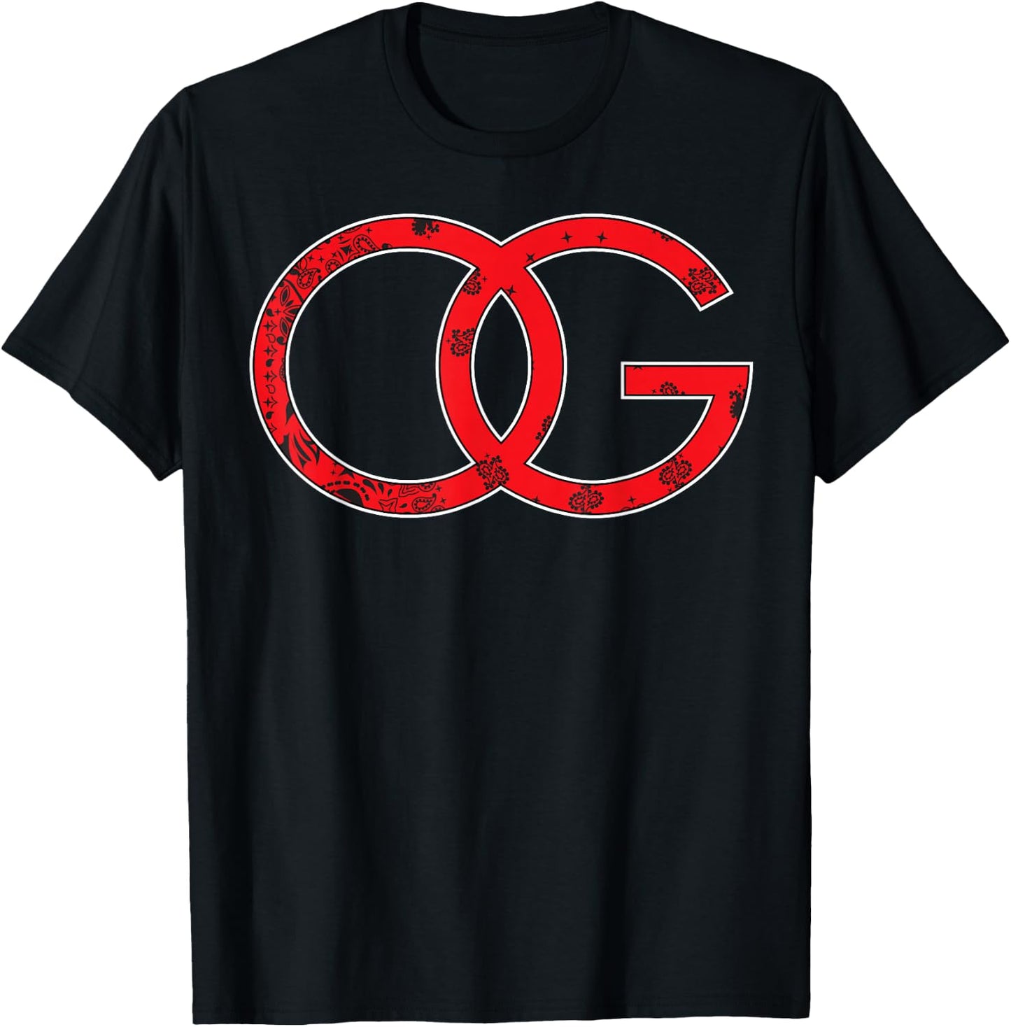 CaliDesign OG Original Gangster RED Bandana Print T-Shirt - T-Shirt | Black