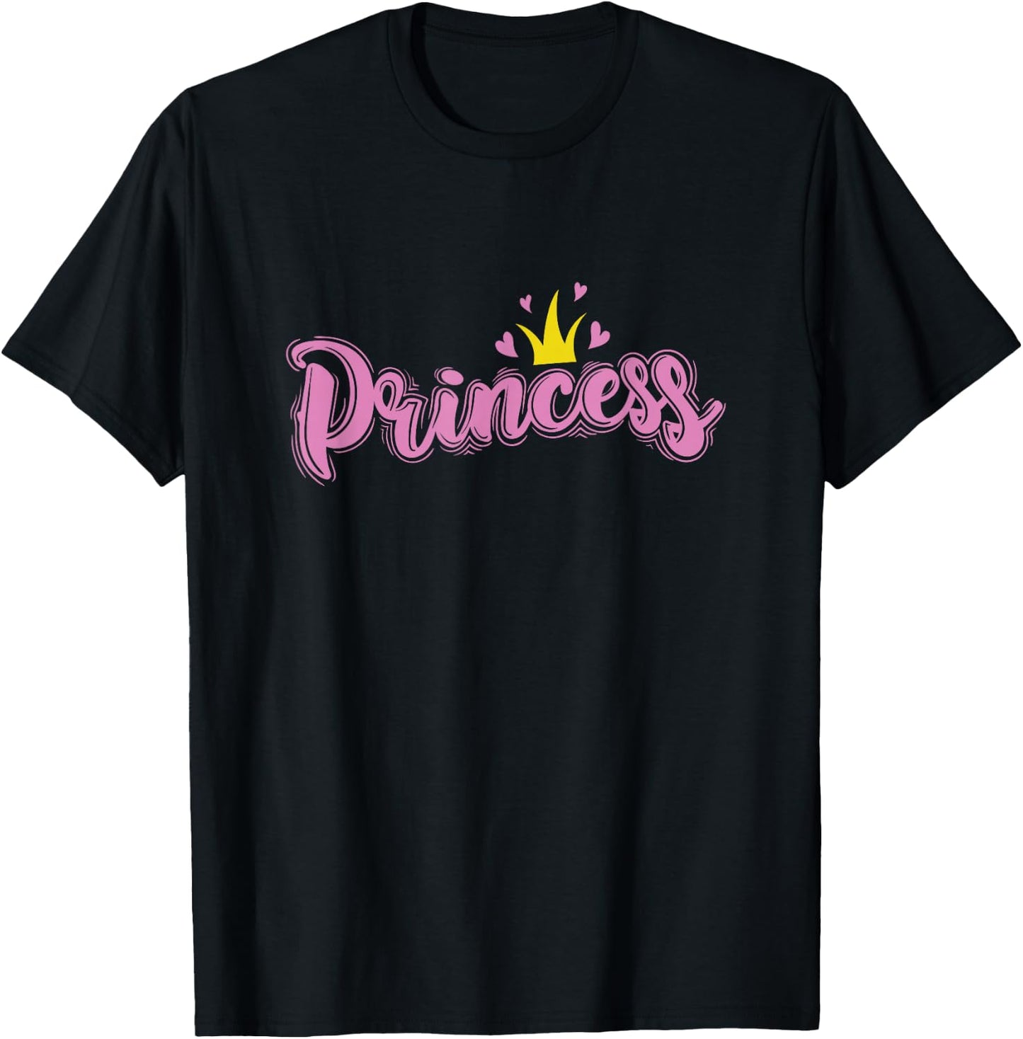 Princess with Crown and Heart Girl T-Shirt - T-Shirt | Black
