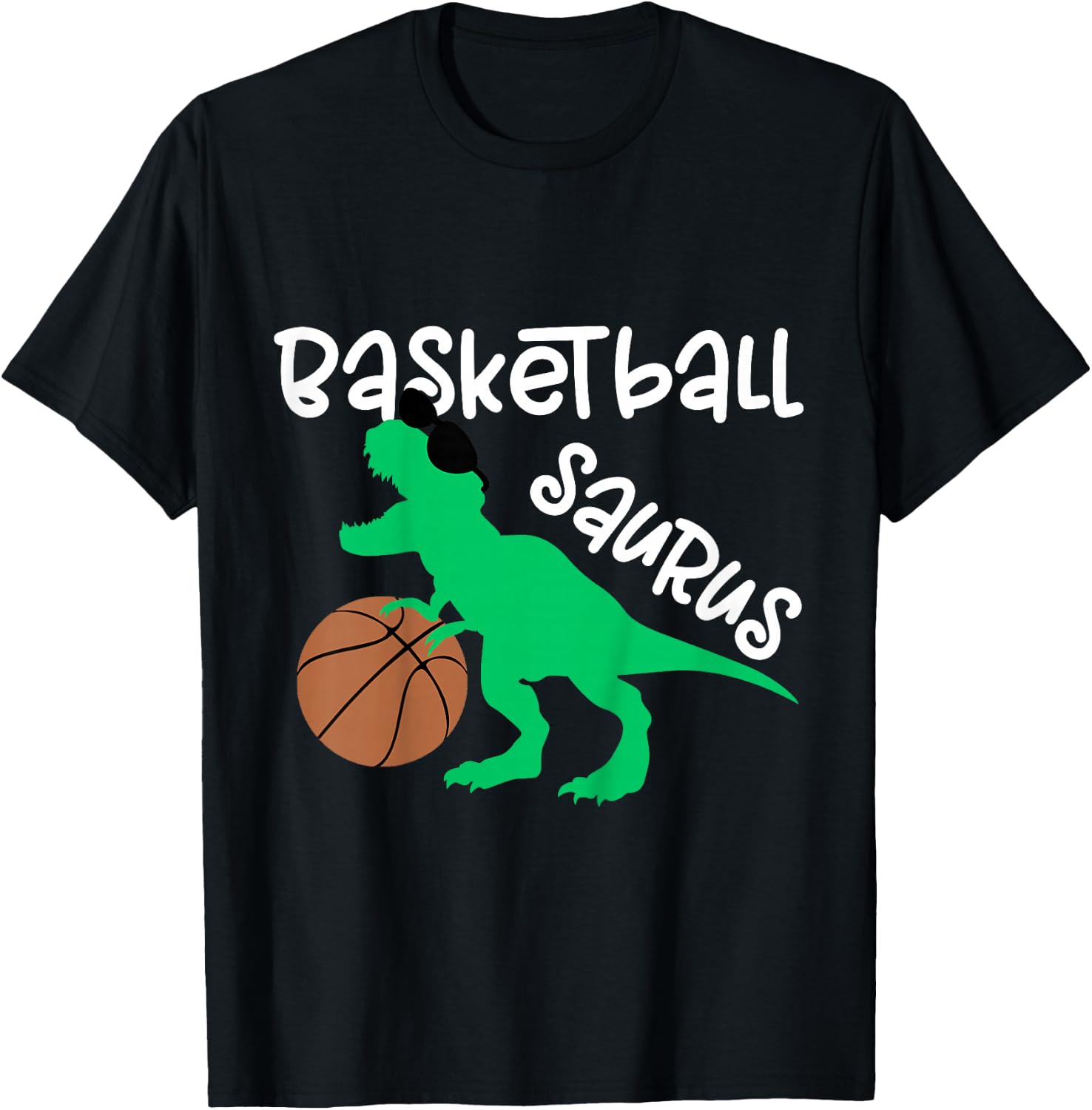Toddler Basketball Dinosaur for Boys and Girls Dino Lover T-Shirt - T-Shirt | Black