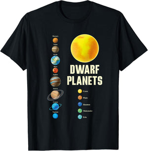 Solar System Children and Adults Dwarf Planets Gift T-Shirt - T-Shirt | Black